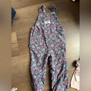 OshKosh B'gosh Floral Gray and Pink Overalls